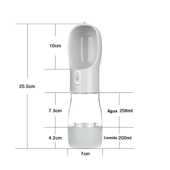 Garrafa de Água e Ração Portátil Para Pets