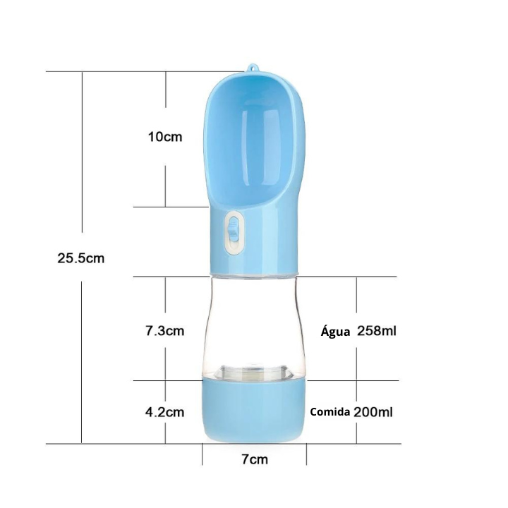 Garrafa de Água e Ração Portátil Para Pets