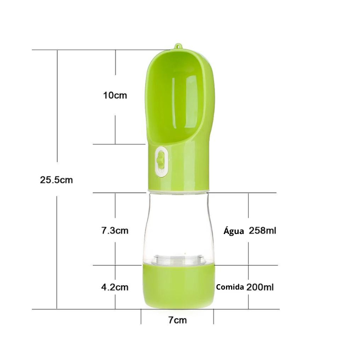 Garrafa de Água e Ração Portátil Para Pets